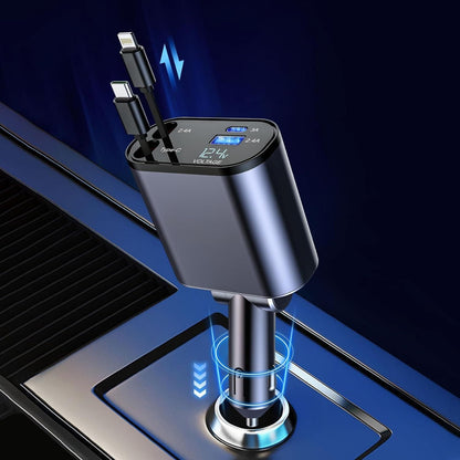 VoltEdge™ Smart Car Charger – Dual USB & Type-C with LED Display.